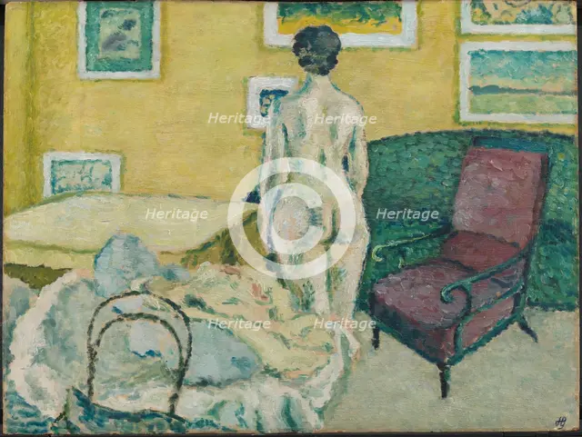 Interior with Standing Nude, 1908. Creator: Harald Giersing.