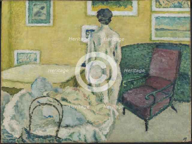 Interior with Standing Nude, 1908. Creator: Harald Giersing.