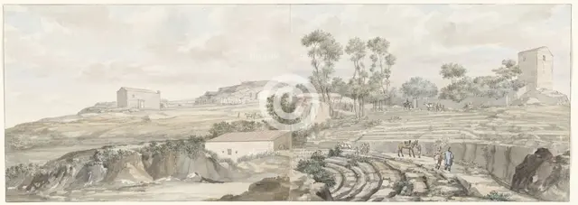 Interior with steps from theatre in Syracuse, 1778. Creator: Louis Ducros.