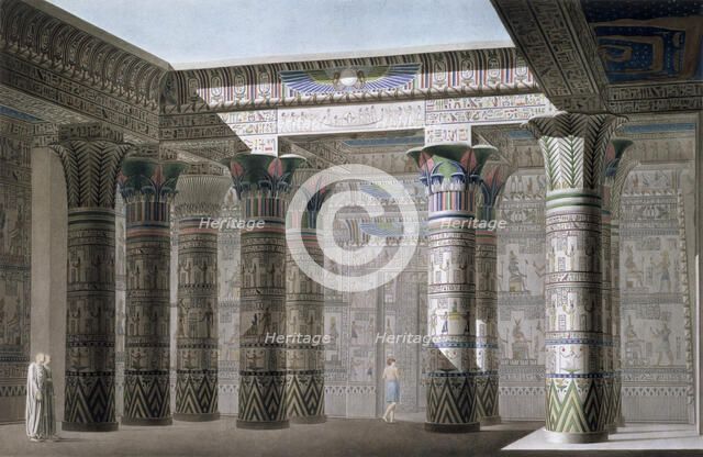 Interior view from the portico of the Grand Temple on the island of Philae, Egypt, 1822. Artist: Antoine Phelippeaux