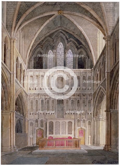 Interior view looking towards the altar, St Saviour's Church, Southwark, London, 1830.               Artist: Edward Hassell