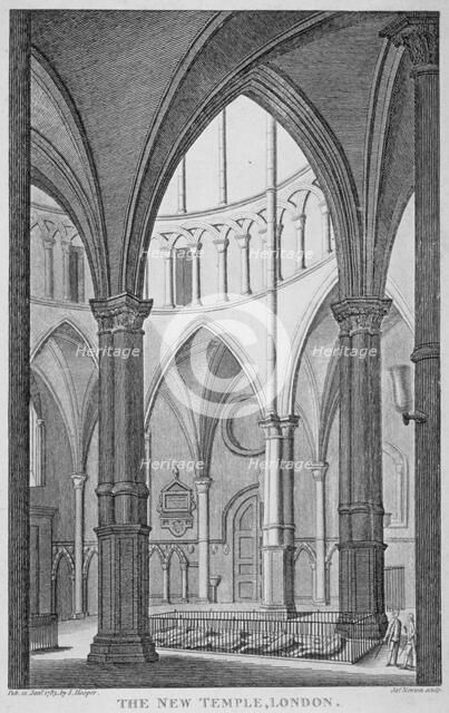 Interior view of Temple Church, City of London, 1785. Artist: James Newton
