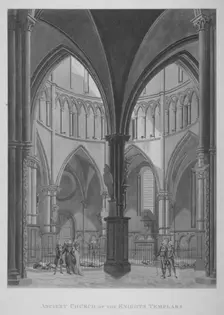Interior view of Temple Church, City of London, 1796. Artist: Anon