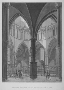 Interior view of Temple Church, City of London, 1796. Artist: Anon