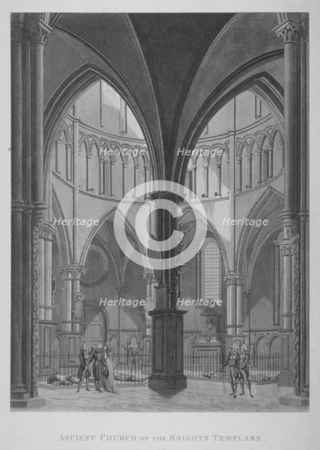 Interior view of Temple Church, City of London, 1796. Artist: Anon