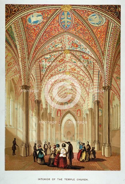 Interior view of Temple Church, City of London, c1860.                                               Artist: Anon