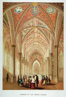 Interior view of Temple Church, City of London, c1860. Artist: Anon