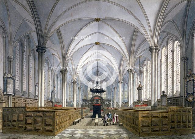 Interior view of Temple Church, London, 1811.                           Artist: George Shepherd
