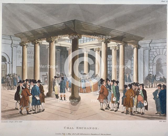 Interior view of the Coal Exchange, Thames Street, City of London, 1808. Artist: Unknown