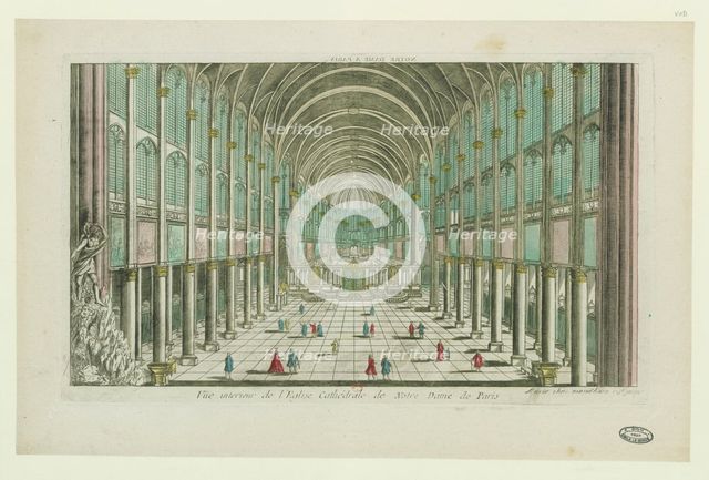 Interior view of the cathedral Notre-Dame de Paris, ca 1770. Creator: Anonymous.