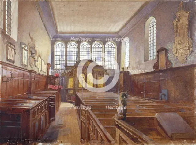 Interior view of the Church of St Matthew, Friday Street, City of London, 1881. Artist: John Crowther