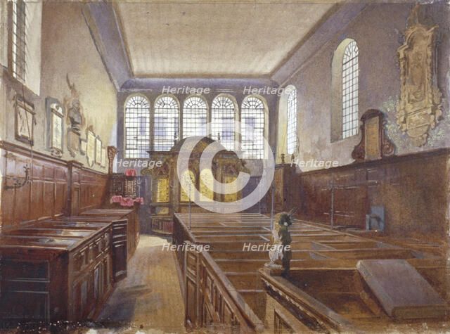 Interior view of the Church of St Matthew, Friday Street, City of London, 1881. Artist: John Crowther
