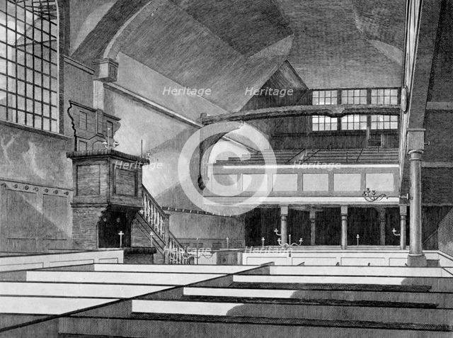 Interior view of the Church of St Bartholomew-the-Great, Smithfield, City of London, 1822. Artist: Thomas Dale