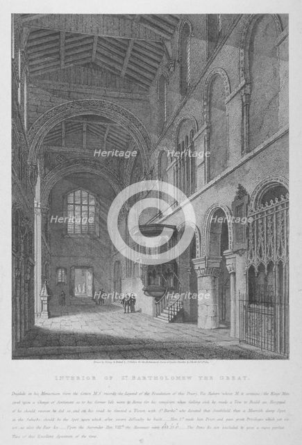 Interior view of the Church of St Bartholomew-the-Great, Smithfield, City of London, 1814. Artist: Joseph Skelton