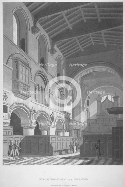 Interior view of the Church of St Bartholomew-the-Great, Smithfield, City of London, 1800. Artist: Anon