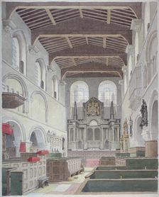 Interior view of the Church of St Bartholomew-the-Great, Smithfield, City of London, 1821. Artist: Thomas Hosmer Shepherd