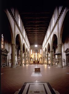 Interior view of the Church of Santa Croce, attributed to Arnolfo di Cambio in Florence