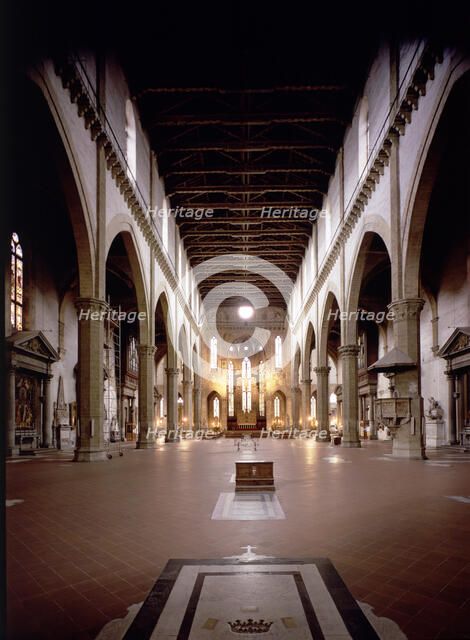 Interior view of the Church of Santa Croce, attributed to Arnolfo di Cambio in Florence.