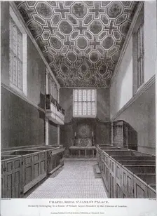 Interior view of the Chapel Royal in St James's Palace, Westminster, London, 1816. Artist: William Wise