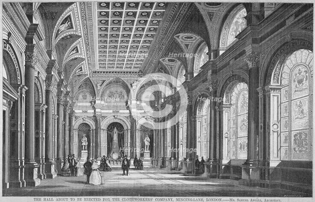 Interior view of the Clothworkers' Hall, Mincing Lane, City of London, 1856. Artist: Anon