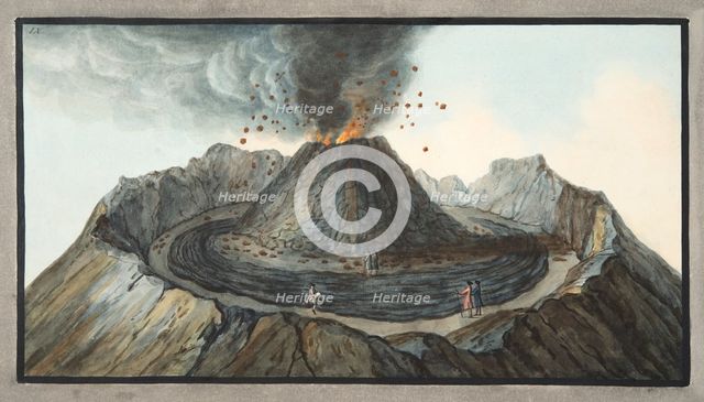 Interior view of the Crater of Mount Vesuvius, as it was before the great eruption of 1767, 1776.