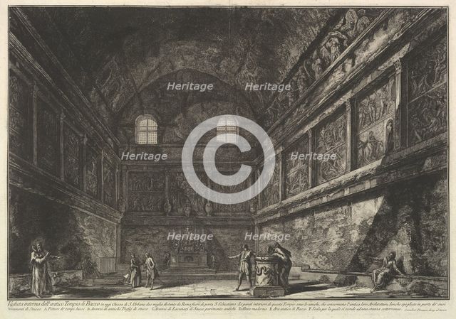 Interior view of the ancient Temple of Bacchus, now the church of S. Urbano, two miles..., ca. 1750. Creator: Giovanni Battista Piranesi.
