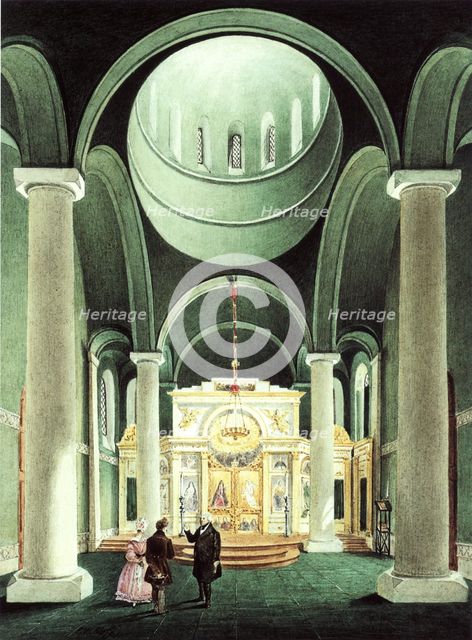 Interior view of the Alexander Nevsky Church at Potsdam, 1838. Artist: Klose, Friedrich Wilhelm (1804-1863)
