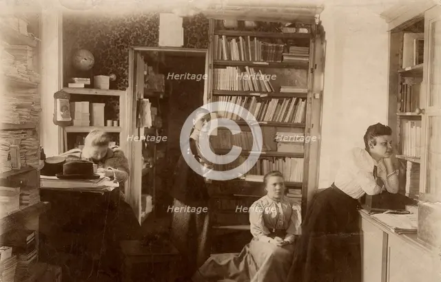 Interior view of the book warehouse of the Society for Primary Education in Krasnoyarsk, 1890.  Creator: Unknown.