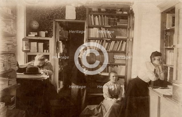 Interior view of the book warehouse of the Society for Primary Education in Krasnoyarsk, 1890.  Creator: Unknown.