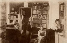 Interior view of the book warehouse of the Society for Primary Education in Krasnoyarsk, 1890. Creator: Unknown
