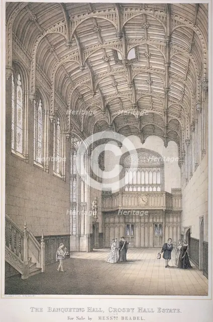 Interior view of the Banqueting Hall in Crosby Hall at no 36 Bishopsgate, City of London, 1871. Artist: Anon