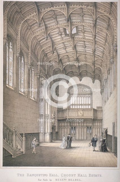 Interior view of the Banqueting Hall in Crosby Hall at no 36 Bishopsgate, City of London, 1871. Artist: Anon