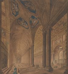 Interior View of the Basilica of Santa Maria Maggiore, Rome, 1833. Creator: Anton Hallmann