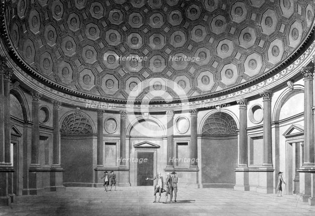Interior view of the Brokers' Exchange at the Bank of England, City of London, c1790.  Artist: Thomas Malton II