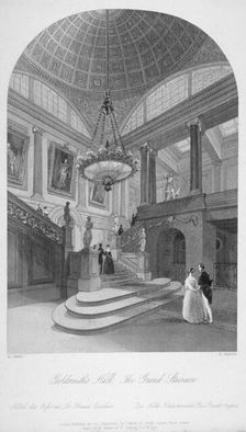 Interior view of the Goldsmiths Hall showing the grand staircase, City of London, 1840. Artist: Harden Sidney Melville
