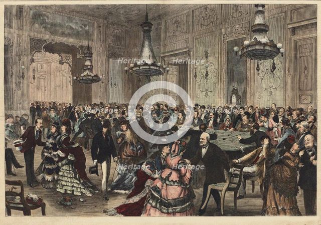 Interior view of the Gambling House at Wiesbaden in October 7, 1871, 1871.