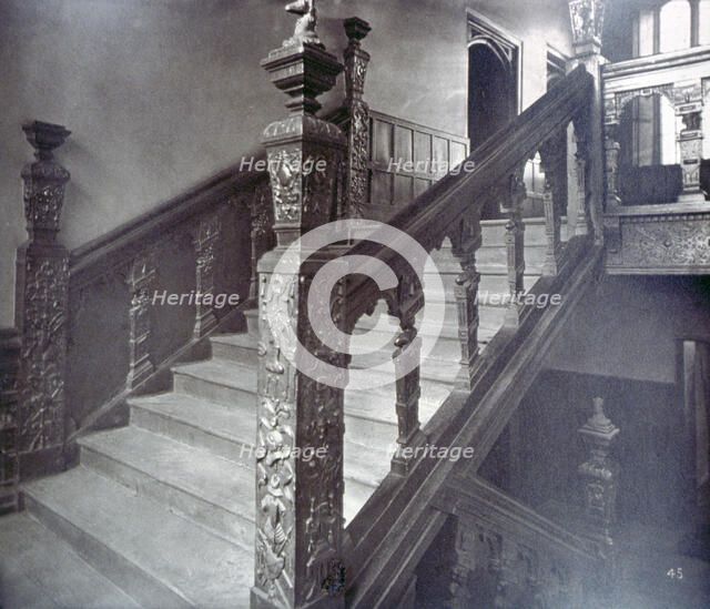 Interior view of the Grand Staircase in Charterhouse, London, 1880.                     Artist: Henry Dixon