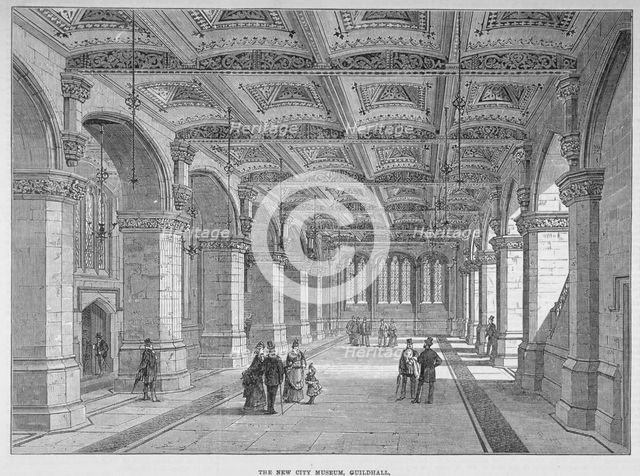 Interior view of the Guildhall Museum, City of London, 1872. Artist: Anon