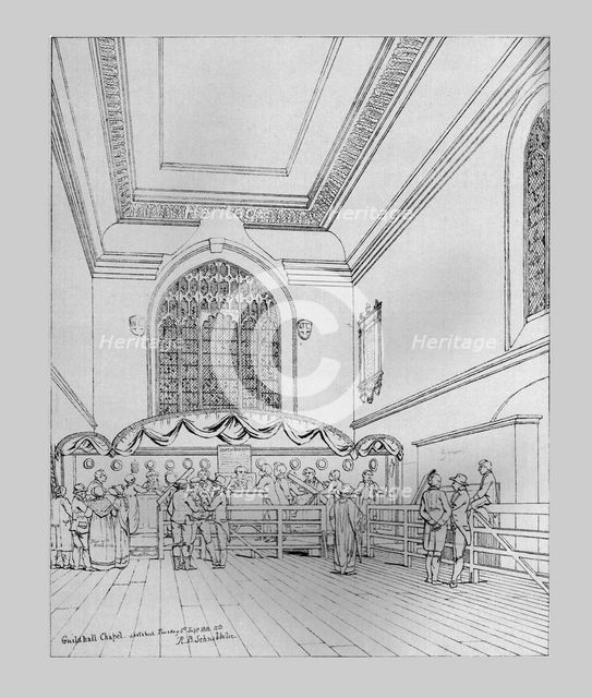 Interior view of the Guildhall Chapel, 1815, (1886). Artist: Unknown.