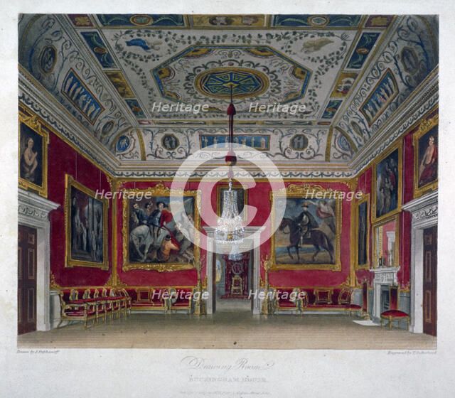 Interior view of the drawing room in Buckingham House, Westminster, London, 1817. Artist: Thomas Sutherland