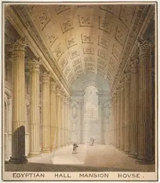 Interior view of the Egyptian Hall, Mansion House, City of London, 1820. Artist: Charles Wild