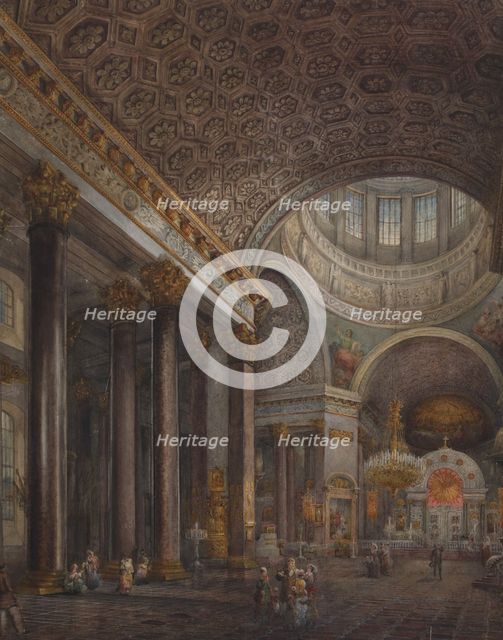 Interior view of the Kazan Cathedral in St. Petersburg, 1850s.