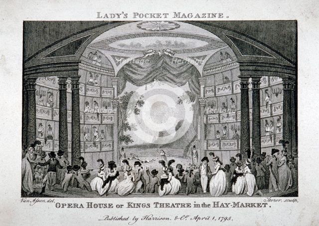 Interior view of the King's Theatre, Haymarket, London, 1795.                                        Artist: James Sargant Storer