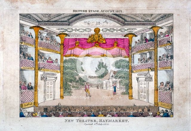 Interior view of the Haymarket Theatre, Westminster, London, 1821.                                   Artist: Anon