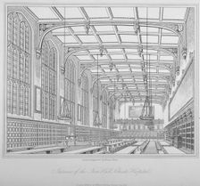 Interior view of the hall, Christ's Hospital, City of London, 1833. Artist: Henry Shaw
