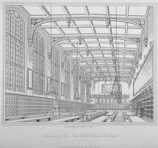 Interior view of the hall, Christ's Hospital, City of London, 1833. Artist: Henry Shaw