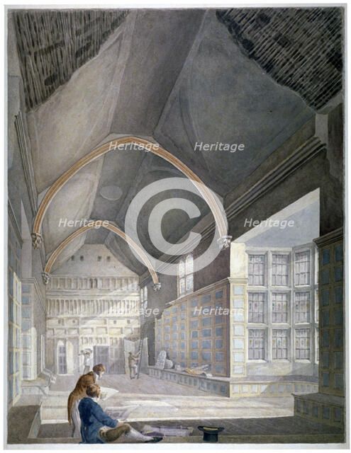 Interior view of the hall, Furnival's Inn, during demolition, City of London, c1819.                 Artist: Robert Blemmell Schnebbelie