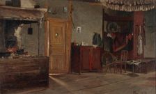 Interior view of the hut, 1871. Creator: Hjalmar Munsterhjelm