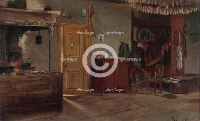 Interior view of the hut, 1871. Creator: Hjalmar Munsterhjelm.