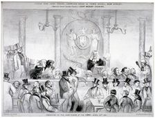 Interior view of the Judge and Jury Court in the Garrick's Head Tavern, Bow Street, London, 1841. Artist: W Clerk
